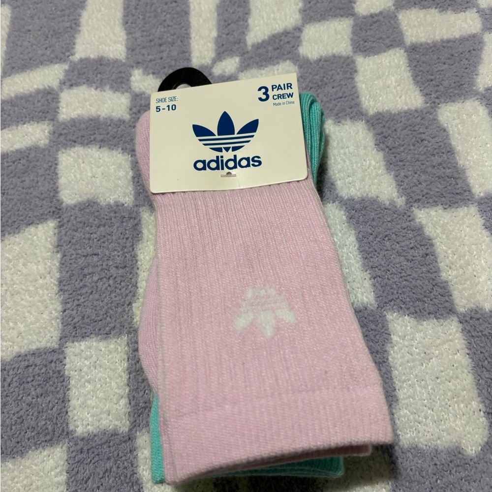 Adidas Men's Pink Crew Socks - 3 Pack